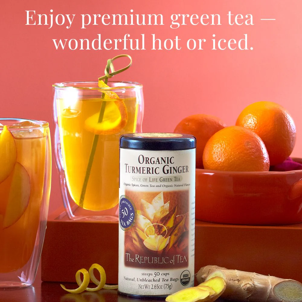 Organic Turmeric Ginger Green Tea Bags - Image 3